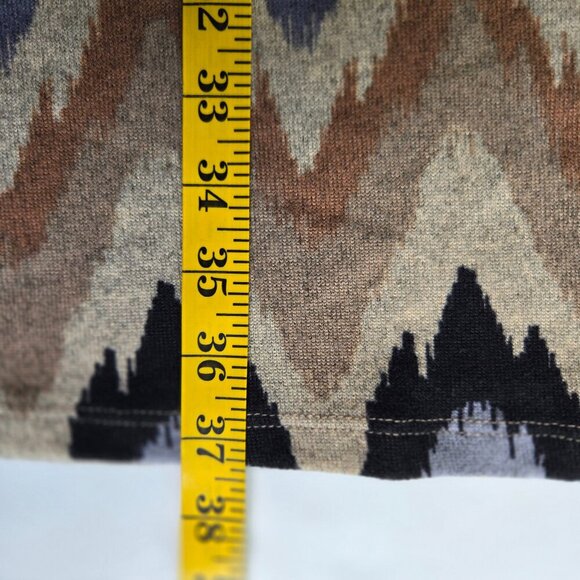 Tacera Chevron Print Tans Blue Black Knee Length Shift Dress - 2X - Picture 7 of 8